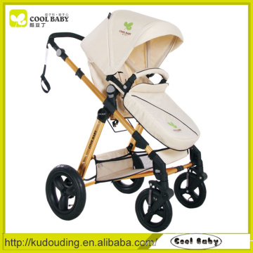 Cool Baby Manufacturer NUEVOS cochecitos de bebé blancos Asiento reversible Asiento de aluminio de plata ruedas giratorias con suspensión Cuna de transporte